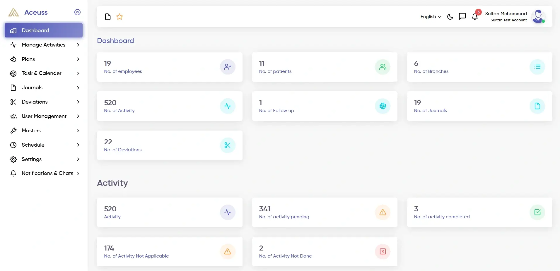 Control Panel Dashboard