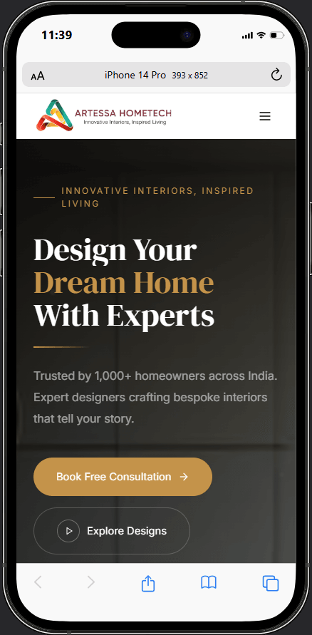 ArtessHomeTech mobile view