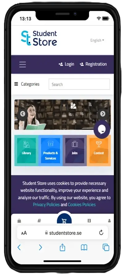 Student Store mobile view